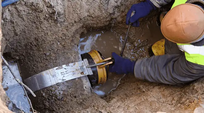 Technician performing underground drainage repair for foundation protection and gutter systems in Minneapolis, MN